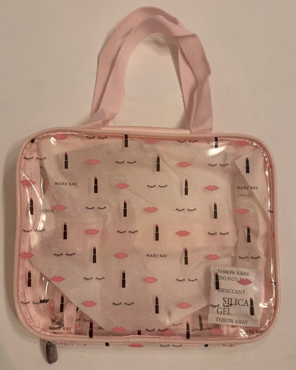 New Mary Kay Lipstick & Eyelashes Clear Front Makeup Bag 9x7.5x4"